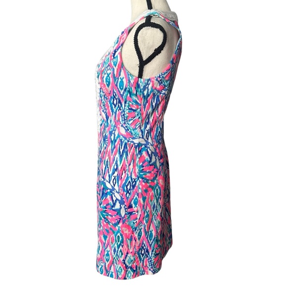 Lilly Pulitzer Gabby Shift Dress in Tiki Pink with Embellished Neckline Size 0 - Picture 5 of 11